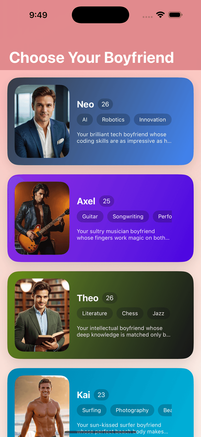 Chat With Your Boyfriend iOS App Screenshot 1
